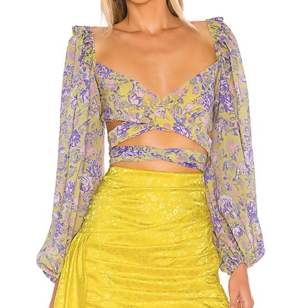 RARE- For Love & Lemons Maui Wrap Top- Small- Festival
